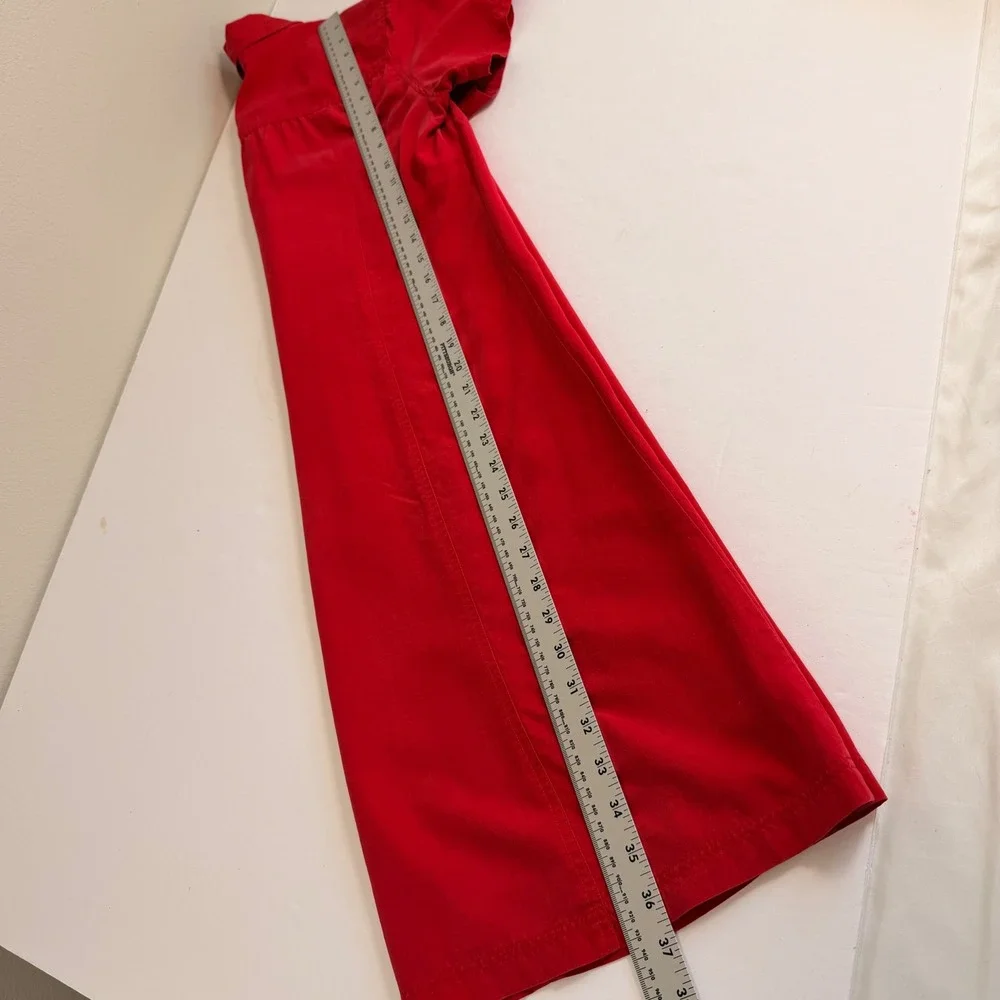 NY & Co 100% Silk Red Shirt Dress Size 10 Button Front Short Sleeve Knee‎ Length